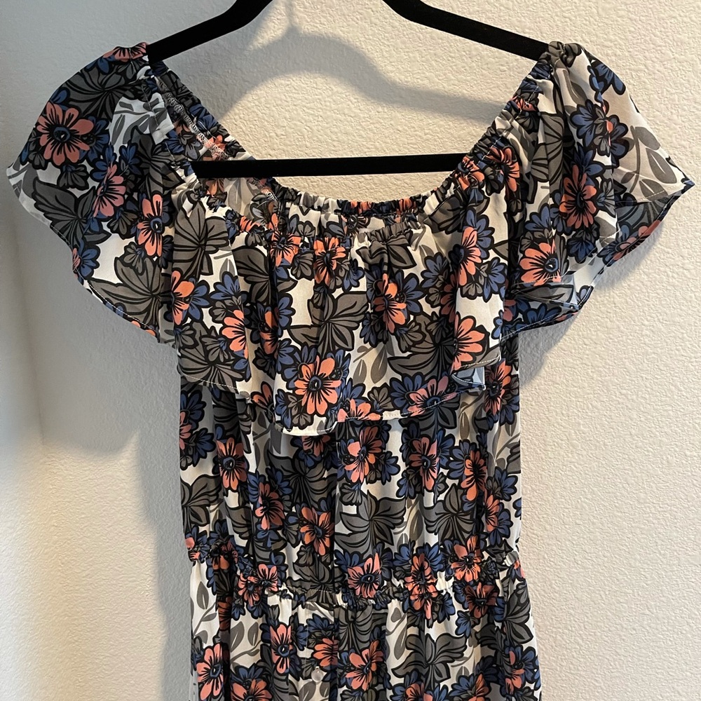 Anthropologie floral off the shoulder long dress